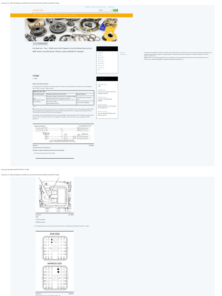 Cat Data Link Test 3408E and 3412E Engines For The 844 Wheel Dozer