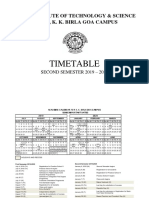Time Table Second Semester 2019-2020 PDF