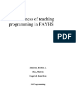 Effectiveness of Teaching Programming in FAYHS