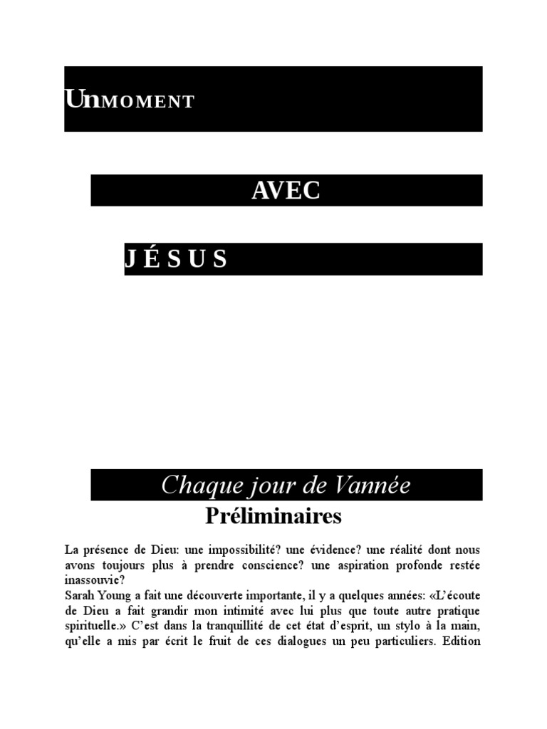 Sarah Young Un Moment Avec Jesus Pdf Un Moment Avec Jésus. Sarah Young | PDF | Dieu | Bible