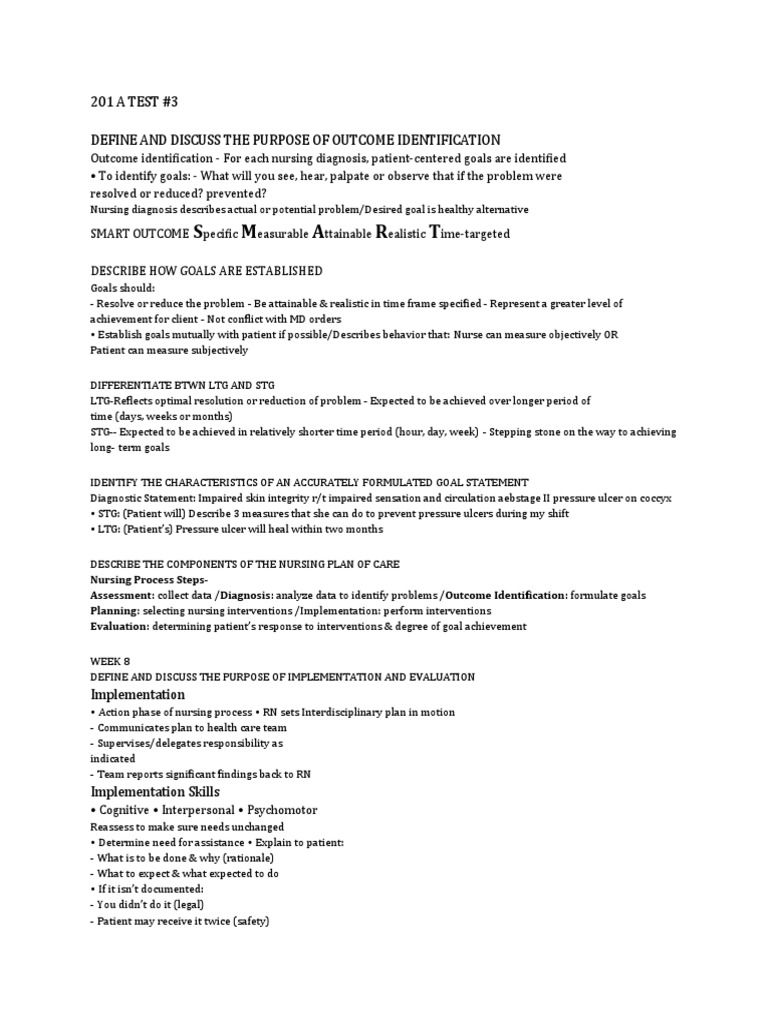 S M A R T 201 A TEST 3 Define and Discuss The Purpose of