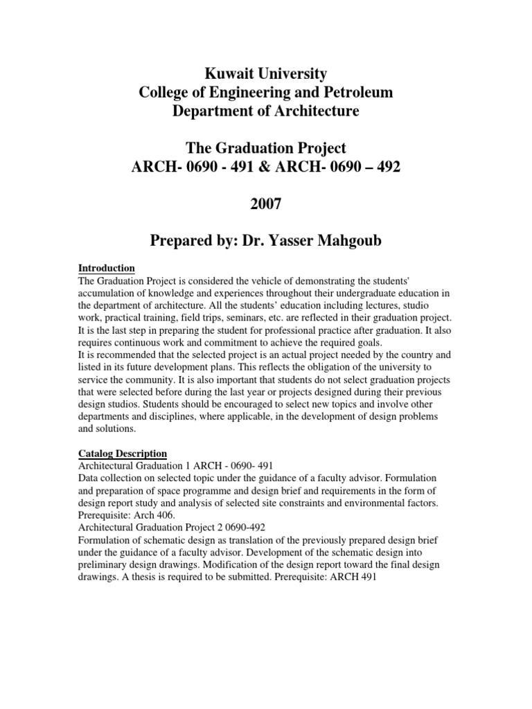 Architectural Graduation Project Guide | PDF | Design | Thesis