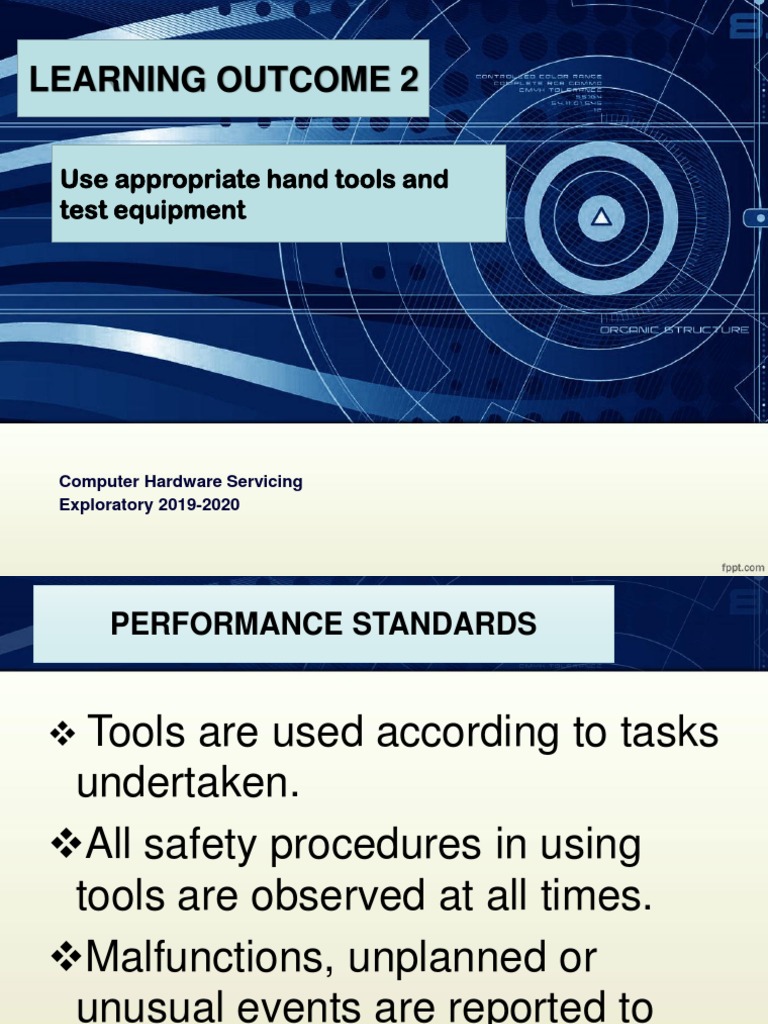 LO2 Use Appropriate Hand Tools and Test Equipment PDF Screw
