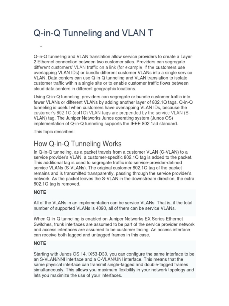 QinQ Tunneling and VLAN T PDF Computer Network Data Transmission