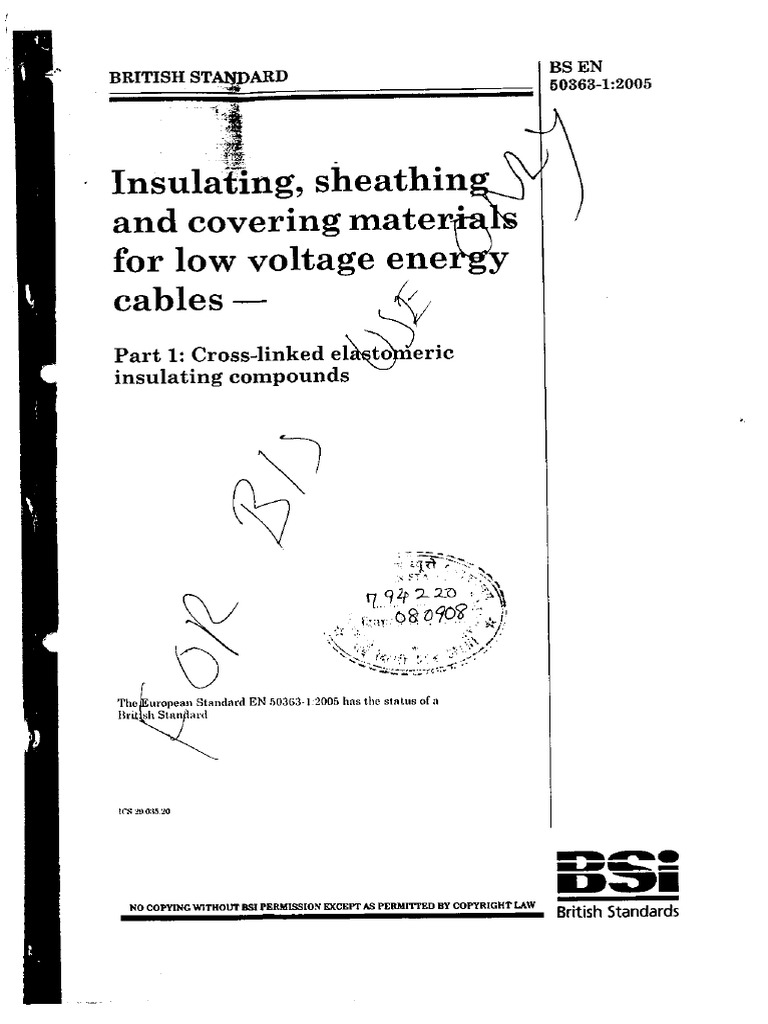 BS EN 50363 - 1 - 2005 (Insulating Sheathing and Covering Materials For ...