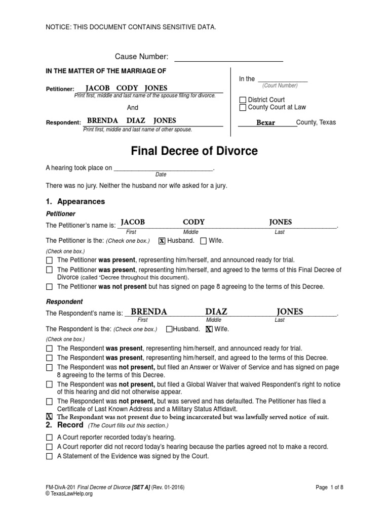 Texas Final Divorce Decree Form | PDF | Individual Retirement Account ...