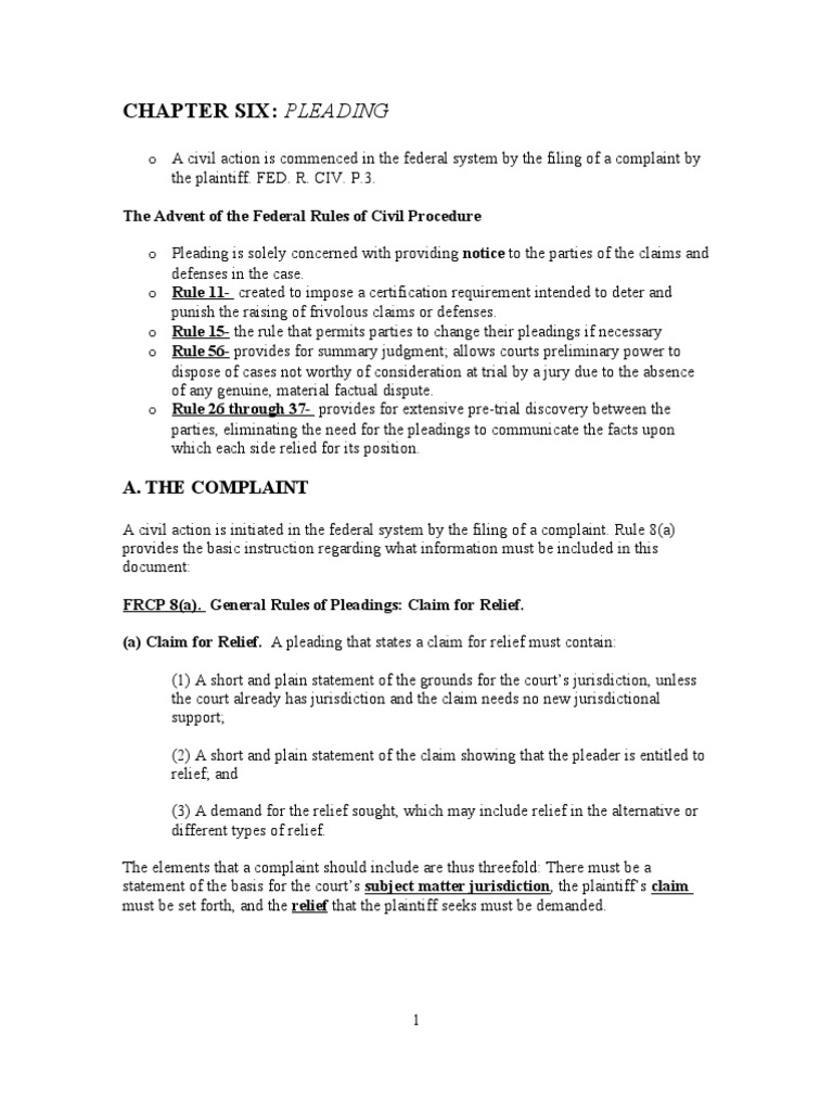 Civil Pro. Spring Outline 2010 Download Free PDF Federal Rules Of