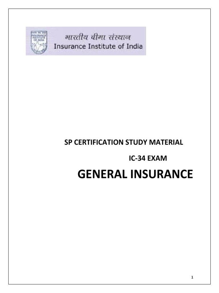 IC-34 General Insurance Study Guide | PDF | Insurance | Subrogation