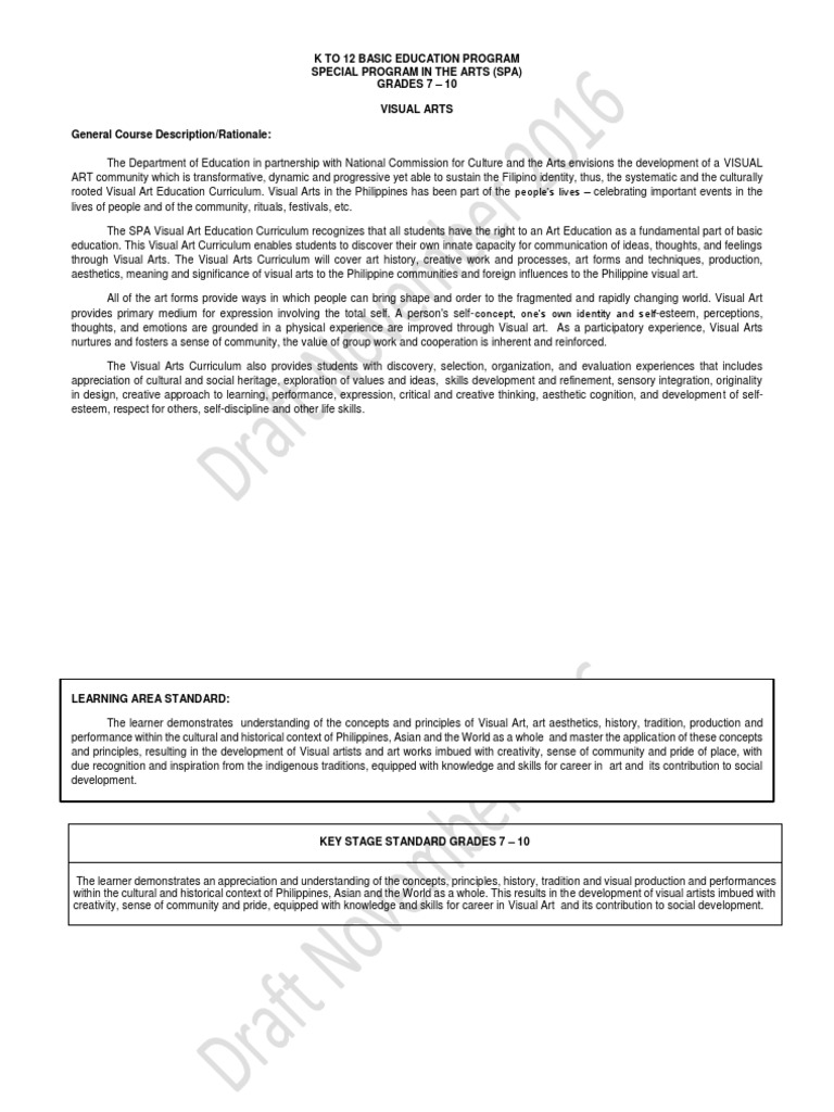 SPA Visual Arts Curriculum Guide 7-10 | PDF | Composition (Visual Arts ...