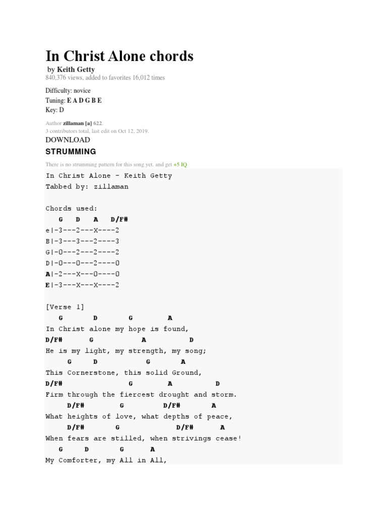 In Christ Alone Chords Download Free PDF Song Structure Entertainment (General)