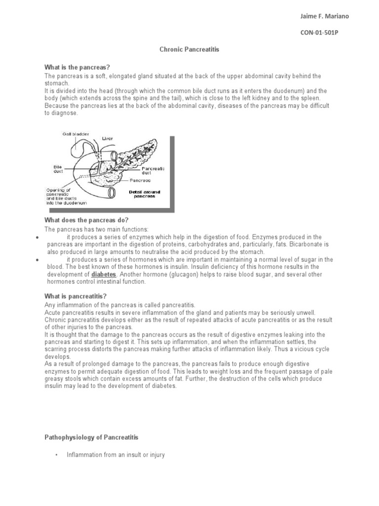 Chronic Pancreatitis Written | PDF | Pancreas | Diseases And Disorders