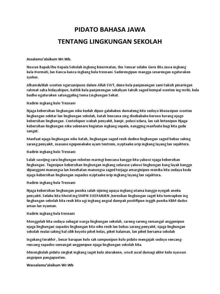 Pidato Bahasa Jawa