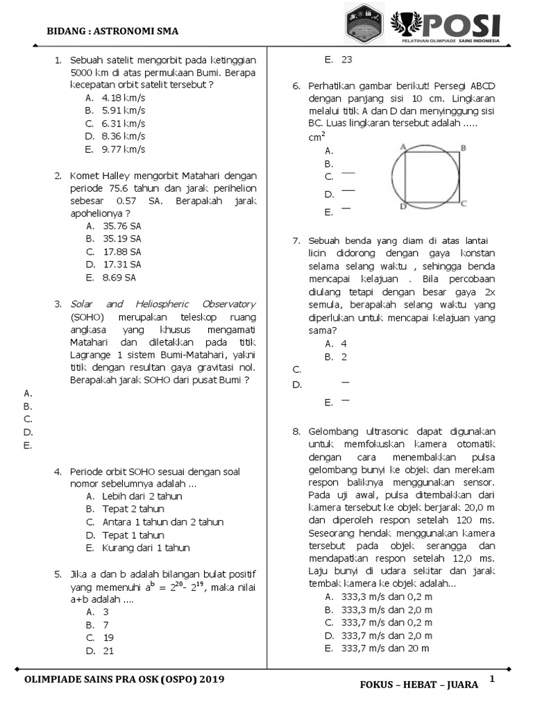 Soal Olimpiade Nih Astronomi