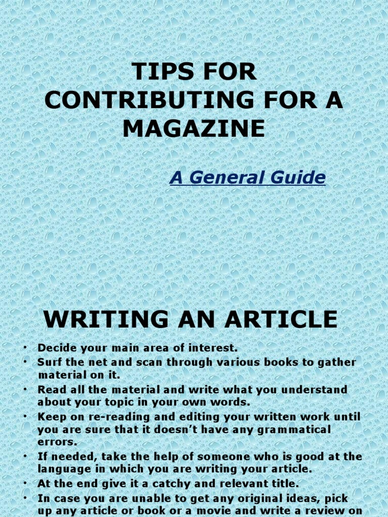 Tips For Contributing For A Magazine | PDF