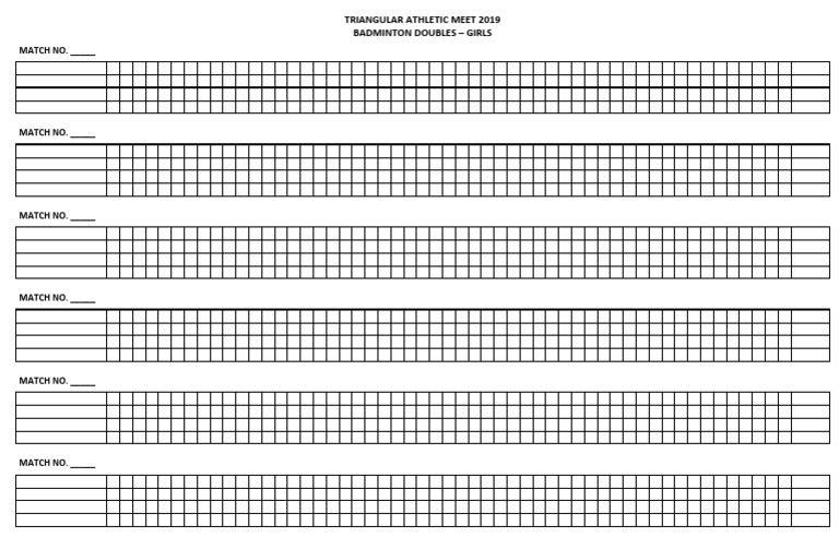 Badminton Score Sheet Doubles PDF
