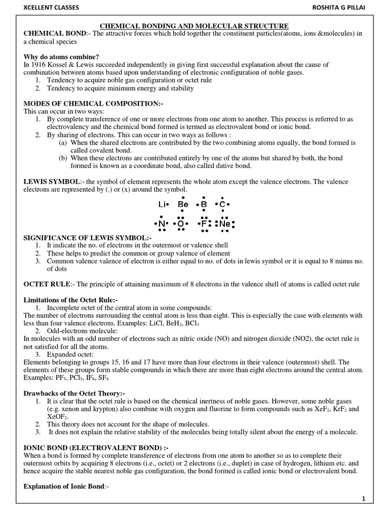 Chemical Bonding and Molecular Structure | PDF | Ionic Bonding ...