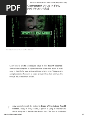 How To Create Computer Virus In Few Seconds (Notepad virus tricks).pdf