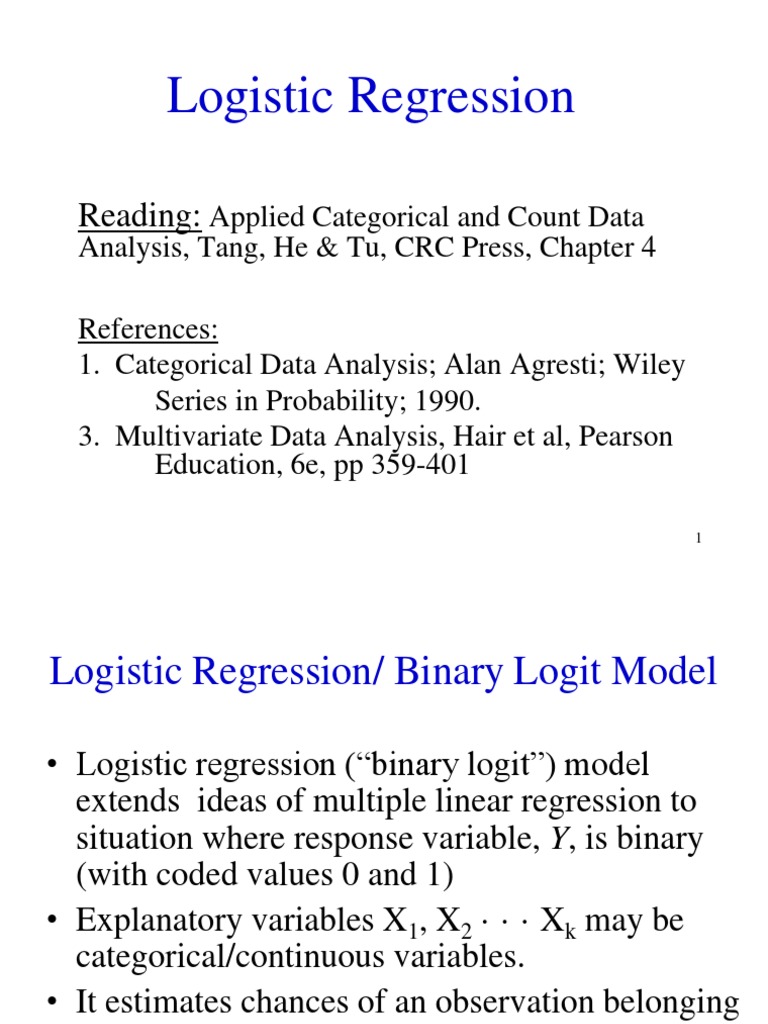 Logistic Reg Pdf Logistic Regression Dependent And Independent Variables