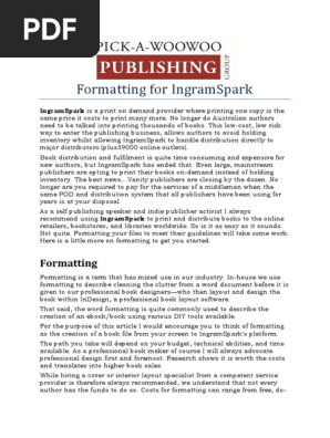 Formatting for IngramSpark article