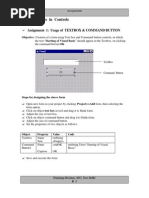 Assignments in Controls: Assignment 1: Usage of TEXTBOX & COMMAND BUTTON