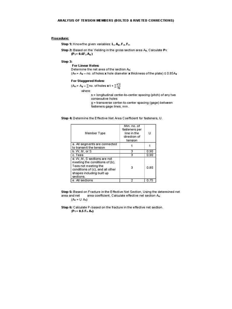 Tension Member Bolt Design Analysis | PDF | Screw | Stress (Mechanics)