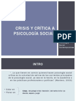Crisis y Crítica A Psicología Social