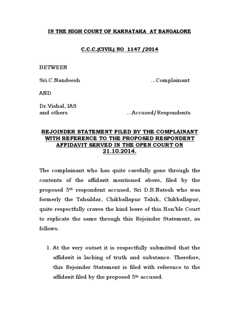 Rejoinder To Proposed Respondent PDF Rule Of Law Affidavit