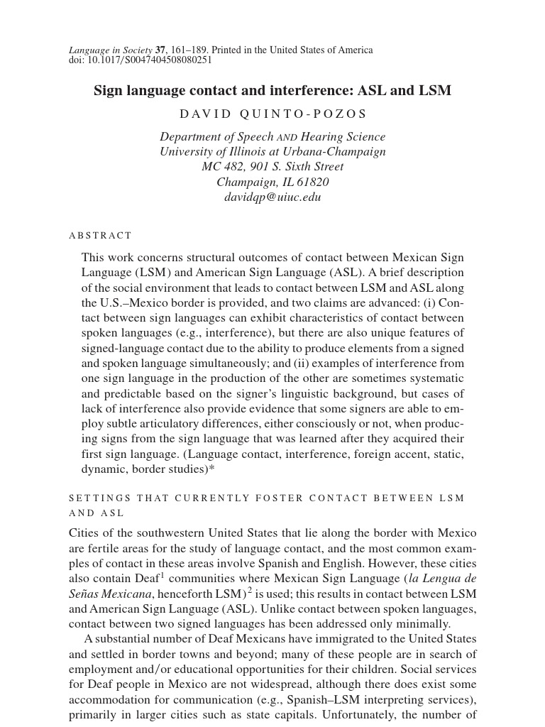 Sign Language Contact and Interference | PDF | American Sign Language ...