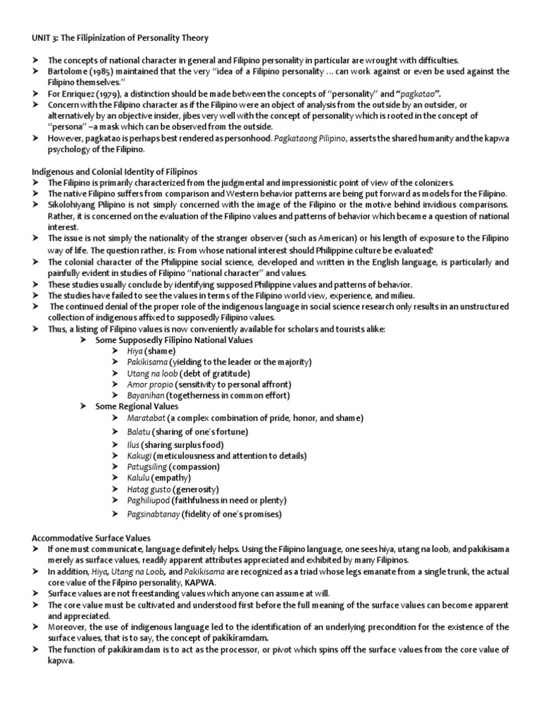 Filipinization of Personality Theory | PDF | Action (Philosophy ...