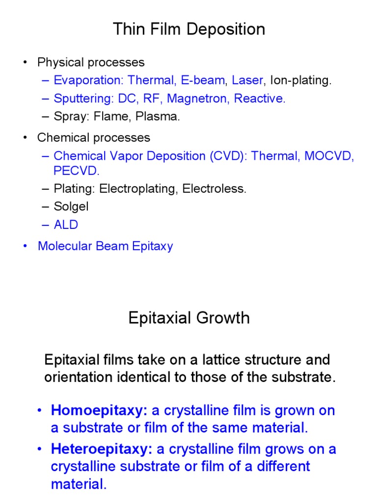 2017 Thin Film Growth | PDF | Sputtering | Thin Film