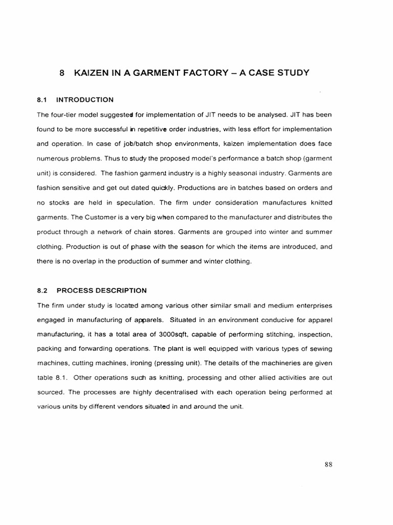 Kaizen Implementation in Garment Production | PDF | Textiles | Yarn