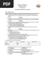 Unified 4th Quarter Exam SCIENCE 9