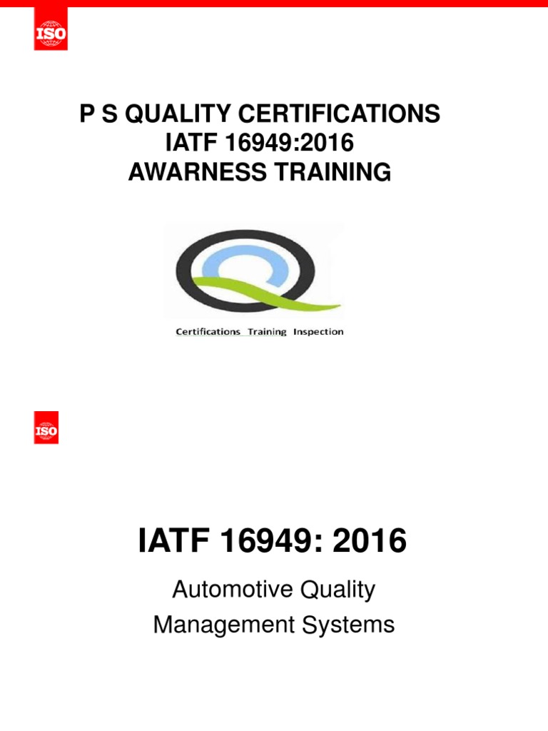 01.IATF 16949 Awarness Iso 9000 Quality Management