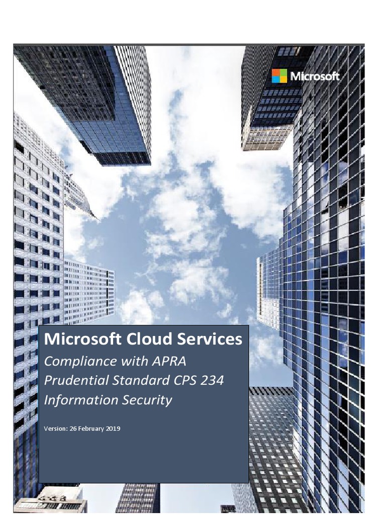 Microsoft cloud compliance with apra prudential standard cps 234 on