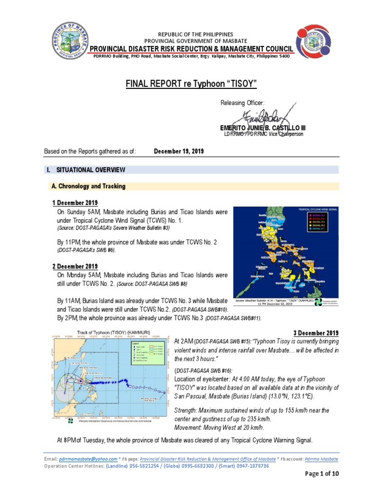 Typhoon Tisoy Damage Report for Masbate | PDF | Eye (Cyclone ...