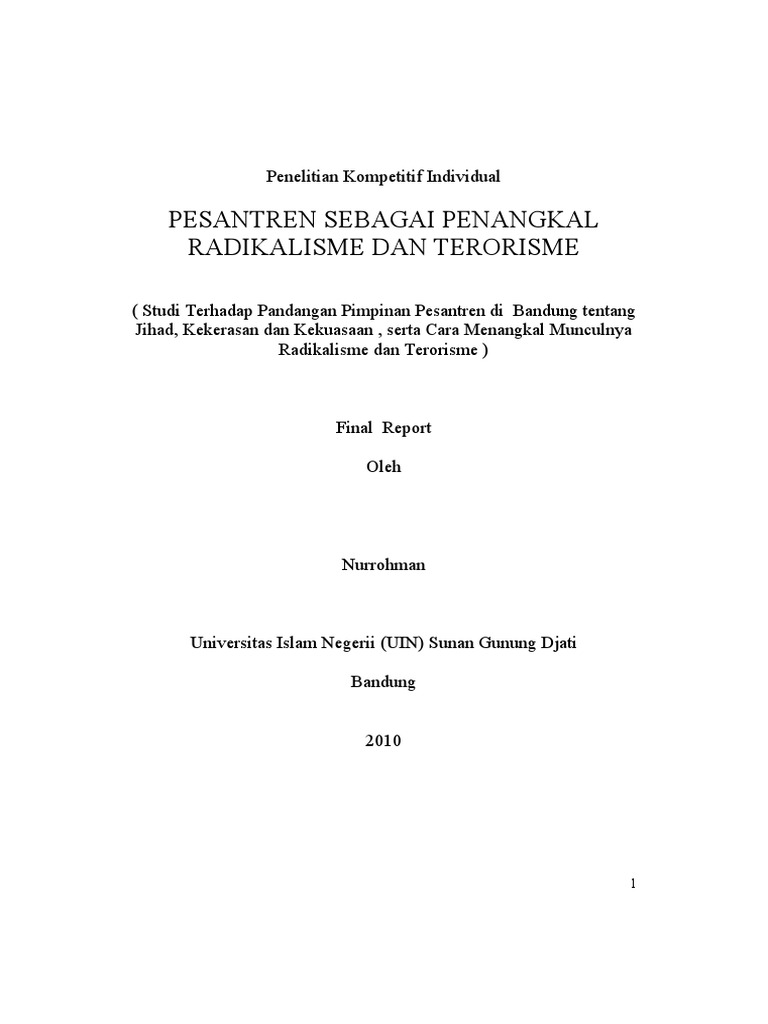 Bahan Pesantren Sebagai Penangkal Radikalisme 2010 Pdf