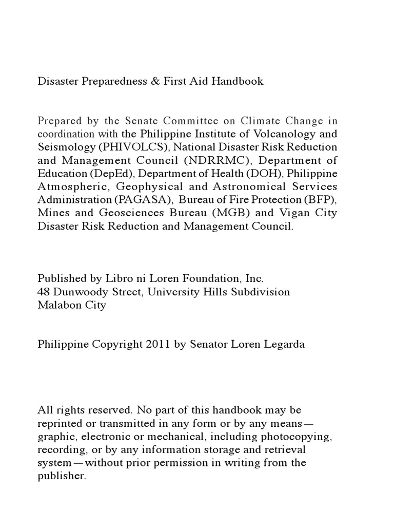 Disaster Preparedness & First Aid Handbook PDF PDF Flood Tsunami