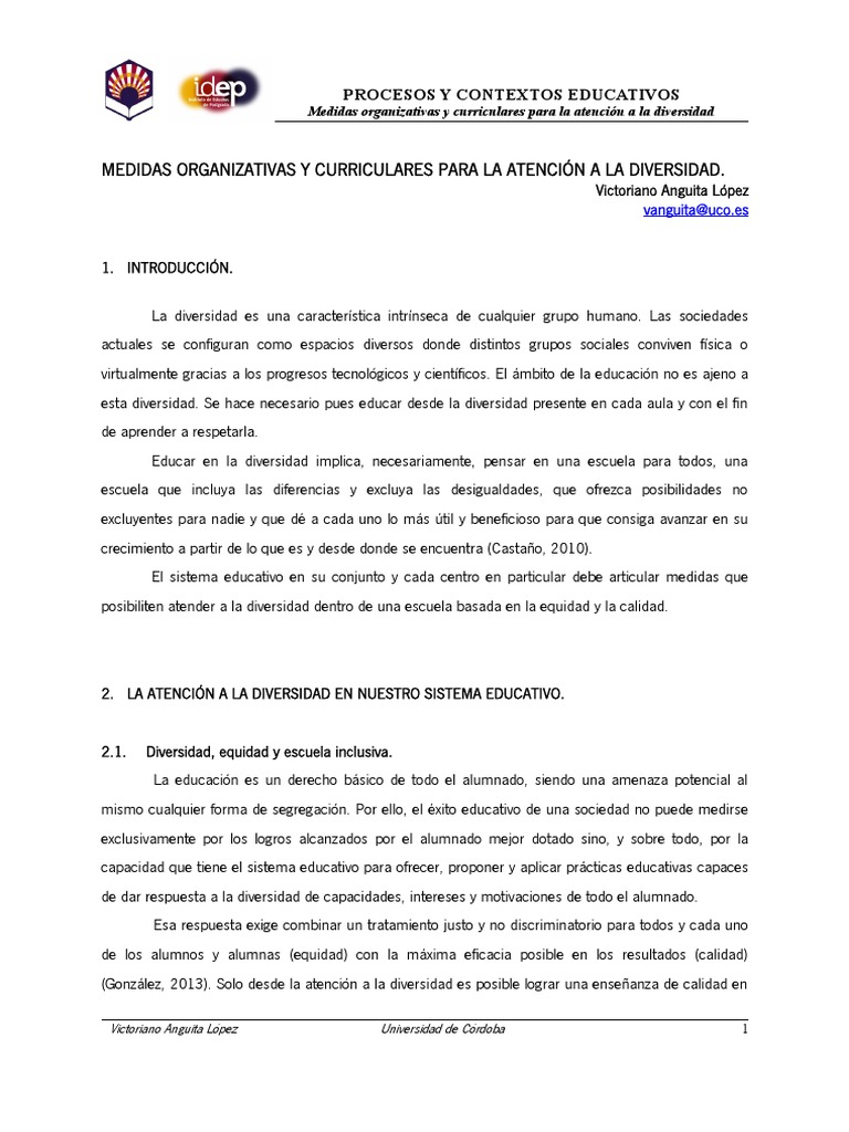 Atención a la Diversidad Educativa | PDF | Plan de estudios | Inclusión ...