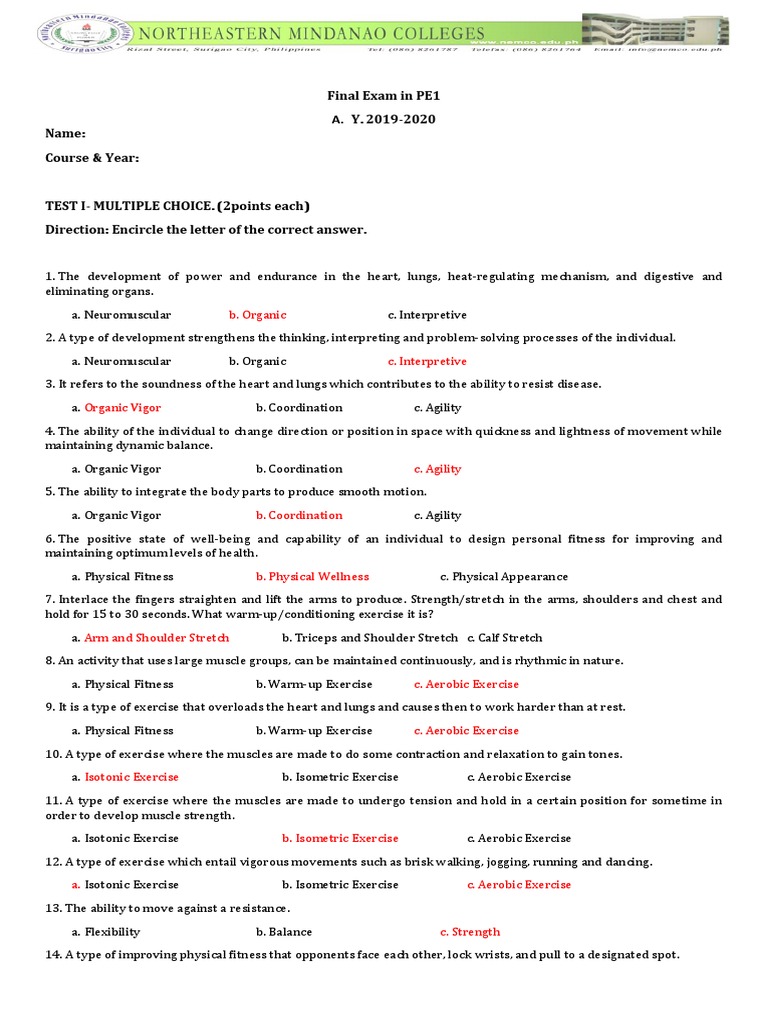 Health Fitness And Nutrition B Final Exam