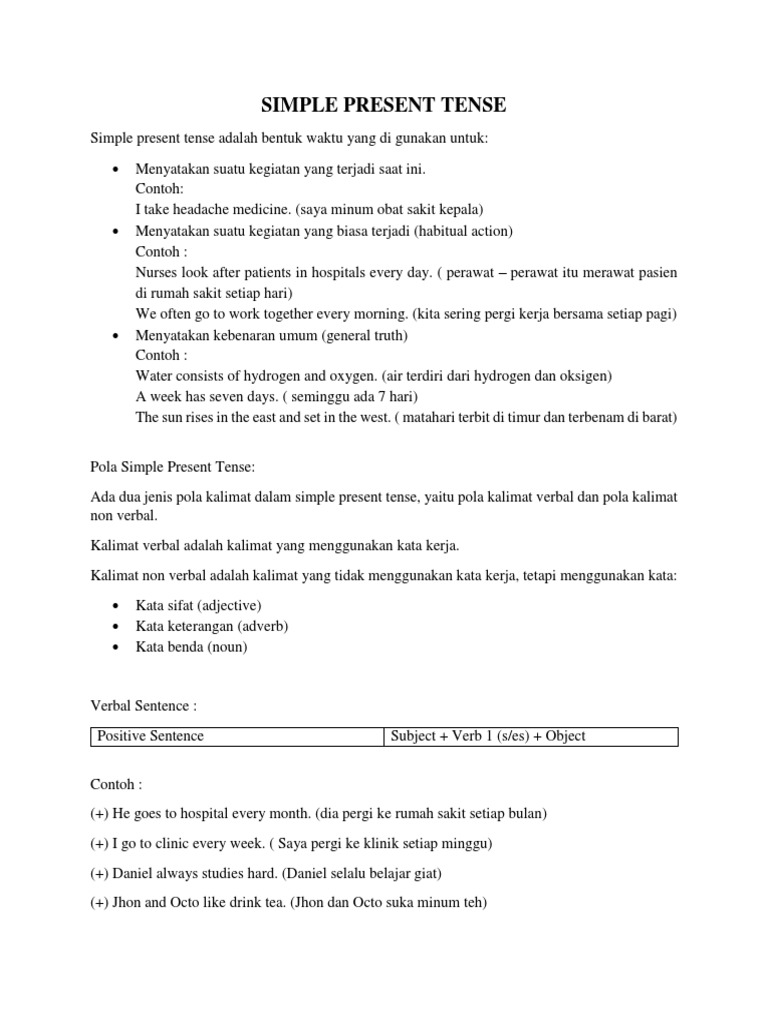 Pengertian dan Contoh Simple Present Tense | PDF | Pengembangan Diri
