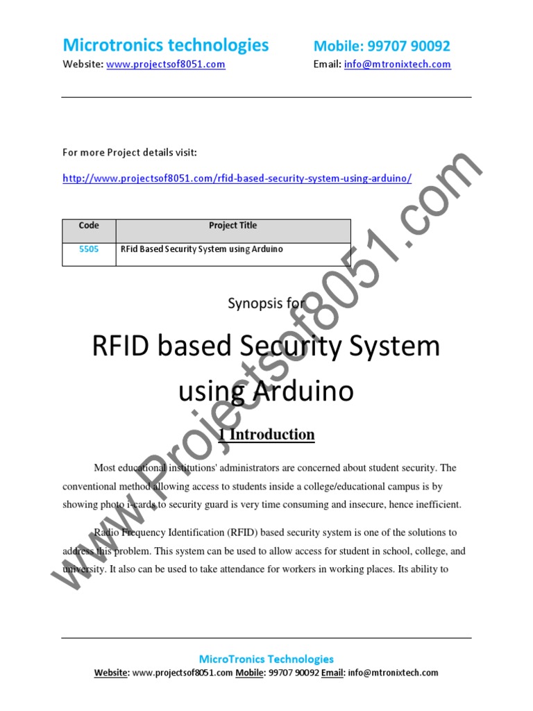 5505 Rfid Based Security System Using Arduino PDF | PDF | Radio ...
