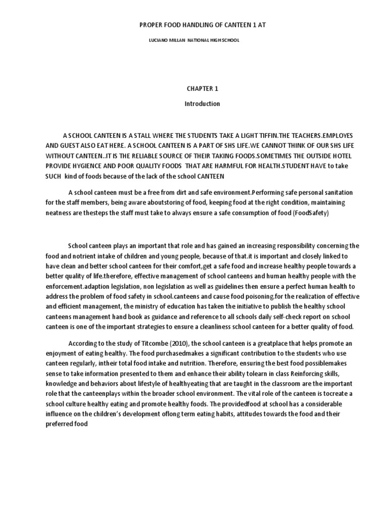 Proper Food Handling in School Canteens | PDF | Hygiene | Food Safety