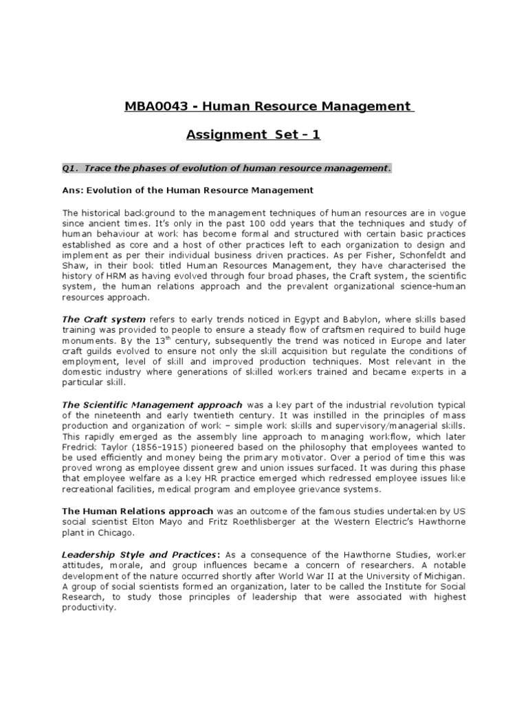 MBA0043 Human Resource Management Complete) | PDF | Human Resources ...