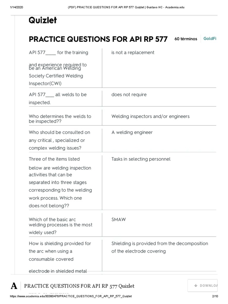 API RP 577 Welding Practice Questions | PDF | Welding | Construction