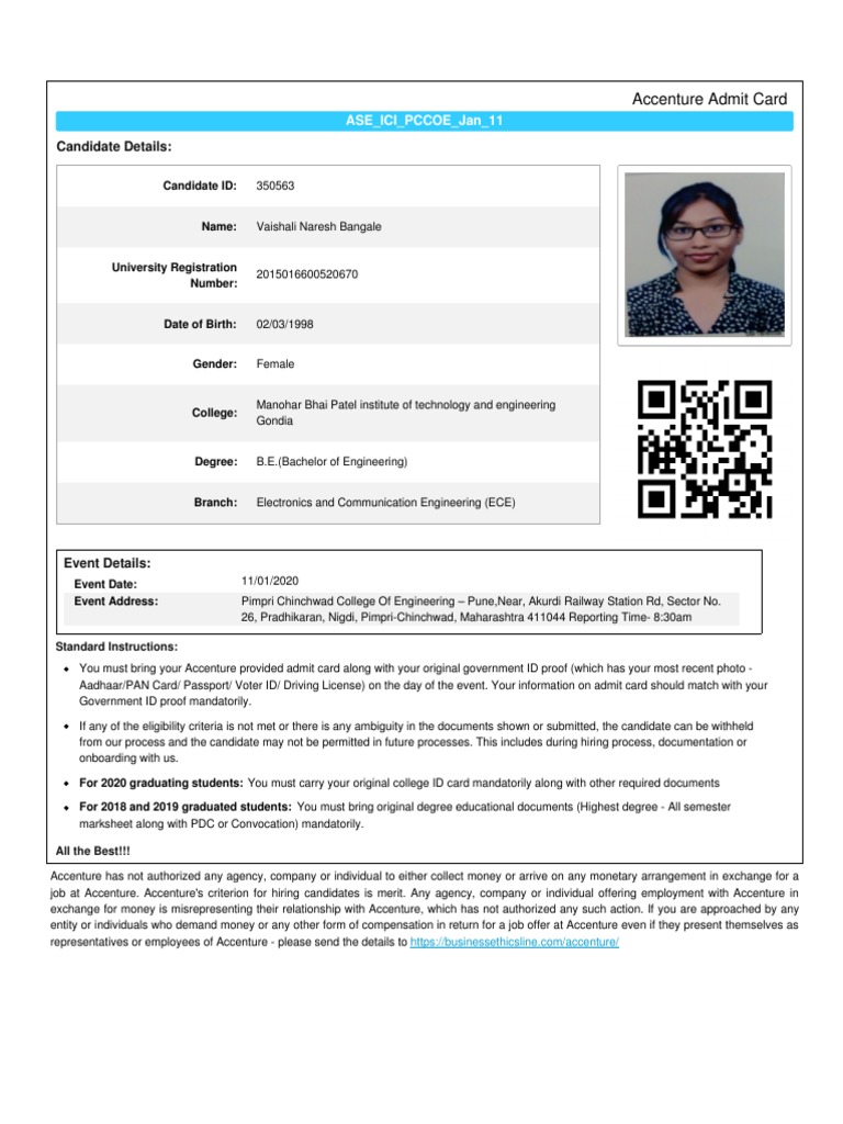 Accenture Employee Id Card Sample