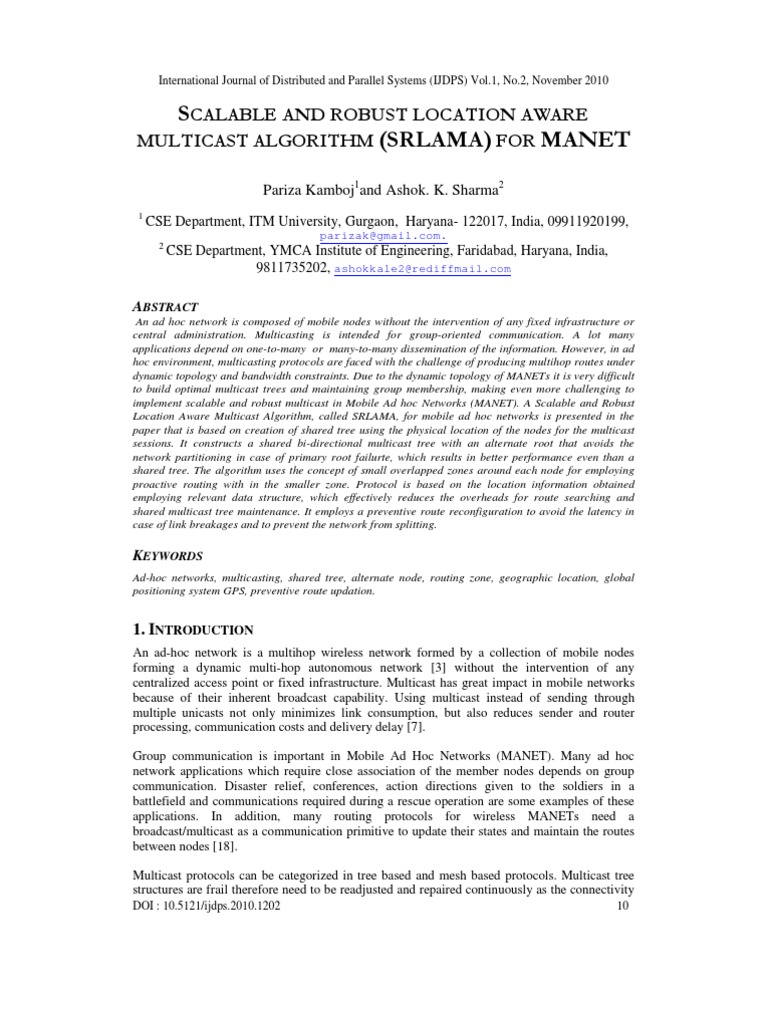 SRLAMA: Robust Multicast for MANETs | PDF | Multicast | Routing