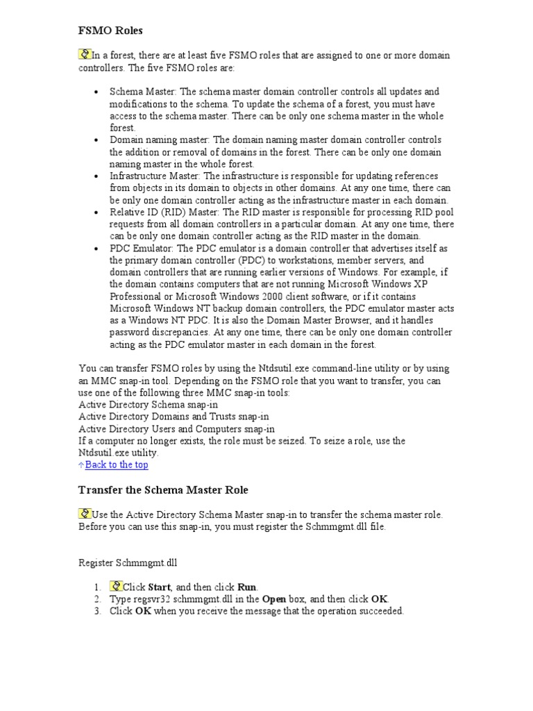 Fsmo Roles | PDF | Active Directory | System Software