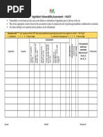 VACCP Template Food Fraud Vulnerability