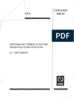 COVENIN-998-91-Metodos de Verificacion de Maquinas para Ensayos