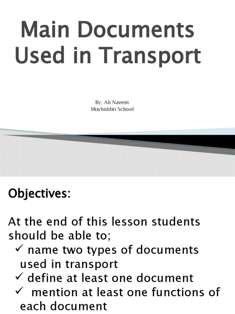 Main Documents Used in Transport